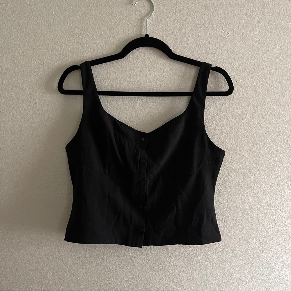 Abercrombie Corset Style Tank Top Crop Silky Black